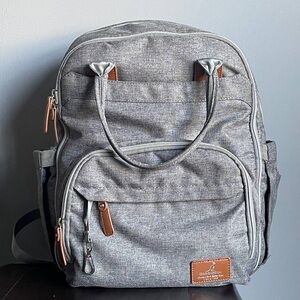 Unisex Babbleroo  Gray Travel Diaper Bag Backpack Multi-pockets